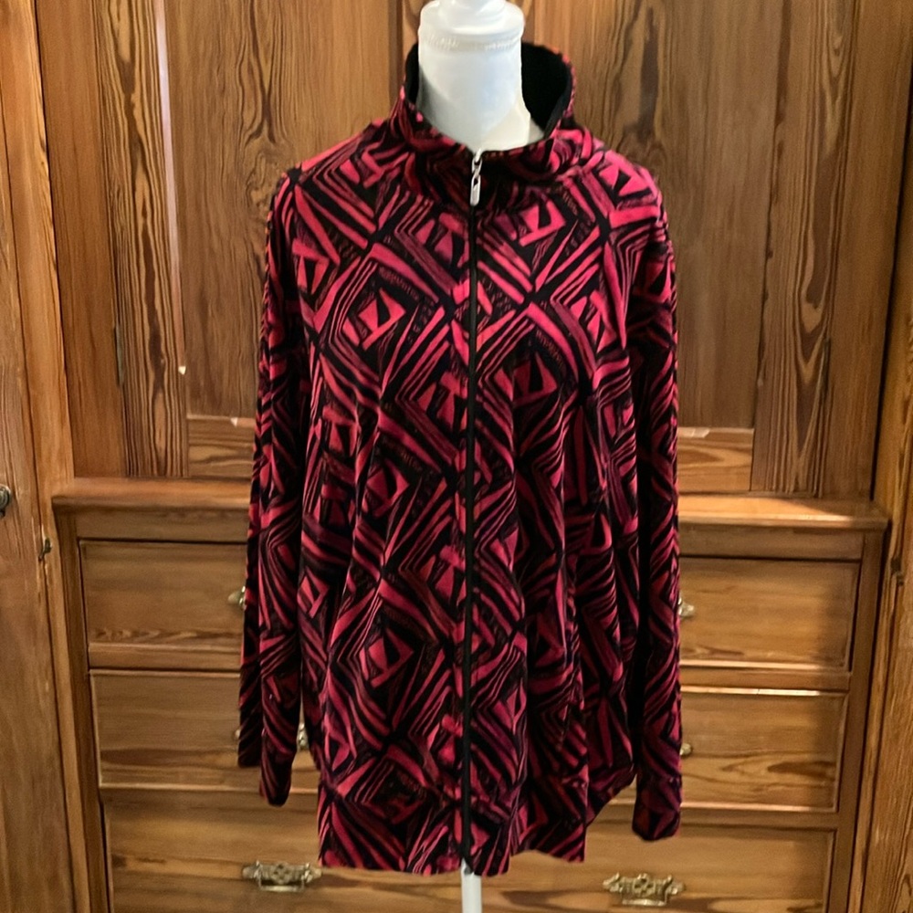 Onque zip up jacket hot pink black sz 3X
